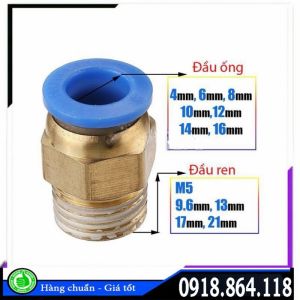 [Đủ size, Xanh] Đầu nối ống phun sương, ống hơi PC